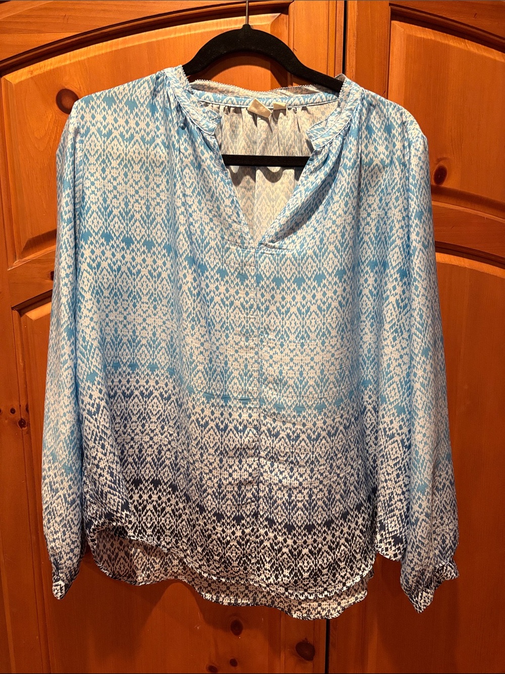 GAP Blue Ombre Printed Peasant Blouse